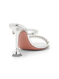 Gigi 95MM Crystal-Embellished Metallic Leather Sandals