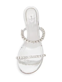 Gigi 95MM Crystal-Embellished Metallic Leather Sandals