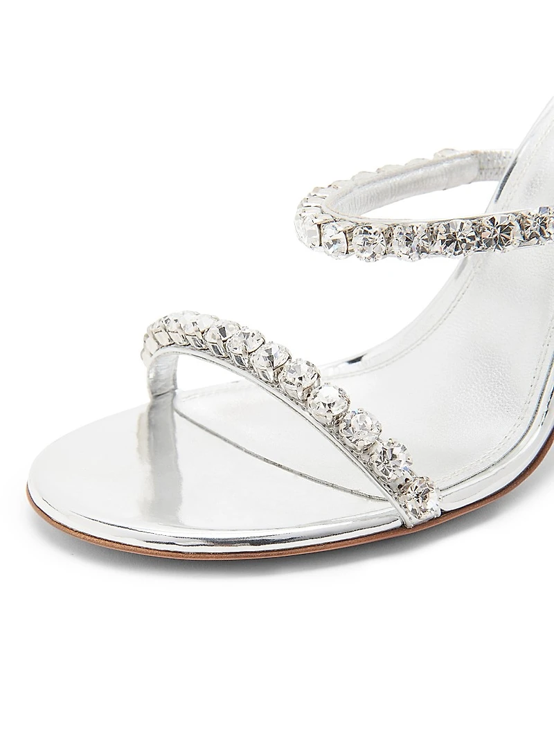 Gigi 95MM Crystal-Embellished Metallic Leather Sandals