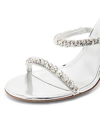 Gigi 95MM Crystal-Embellished Metallic Leather Sandals
