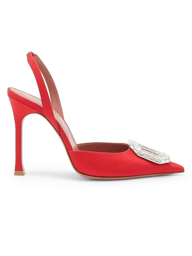 Camelia105MM Crystal-Embellished Silk Slingback Pumps