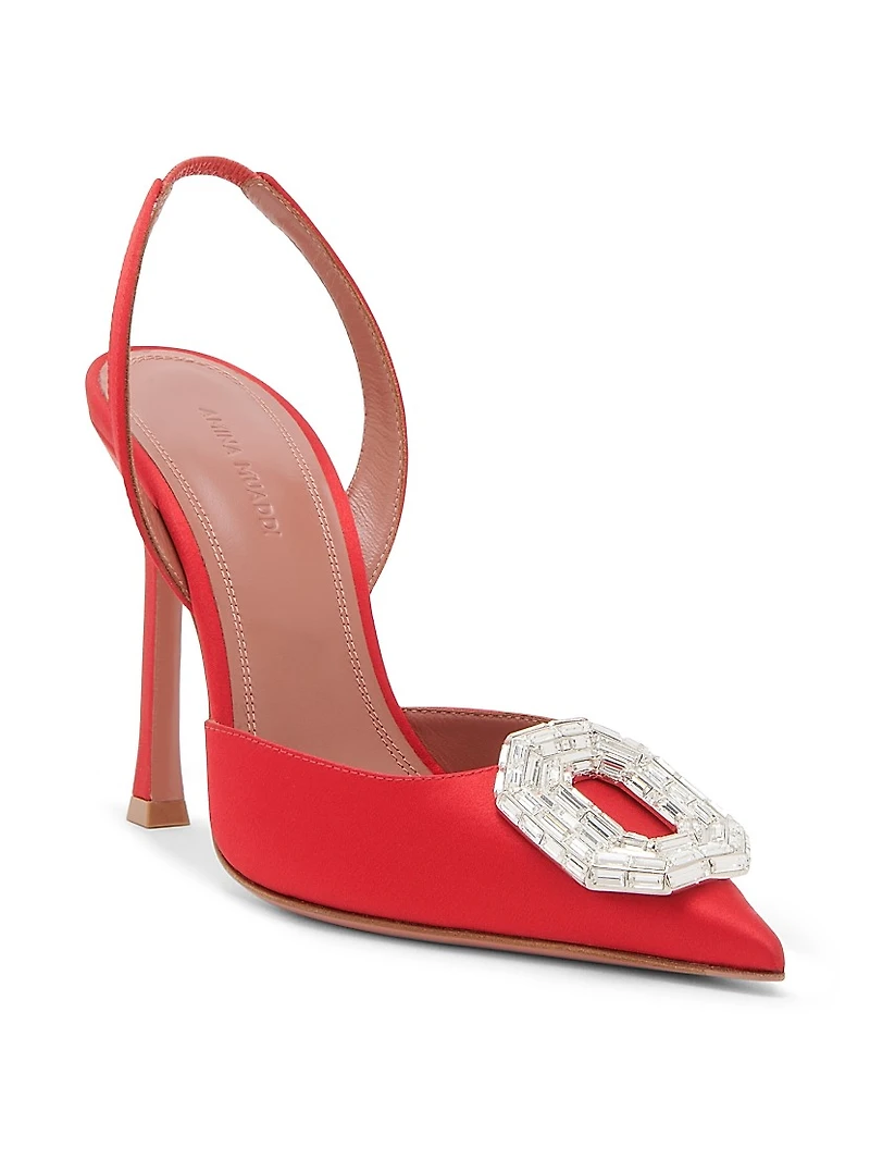 Camelia105MM Crystal-Embellished Silk Slingback Pumps
