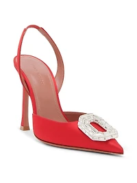 Camelia105MM Crystal-Embellished Silk Slingback Pumps