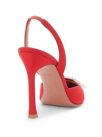 Camelia105MM Crystal-Embellished Silk Slingback Pumps