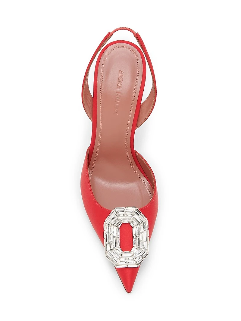 Camelia105MM Crystal-Embellished Silk Slingback Pumps
