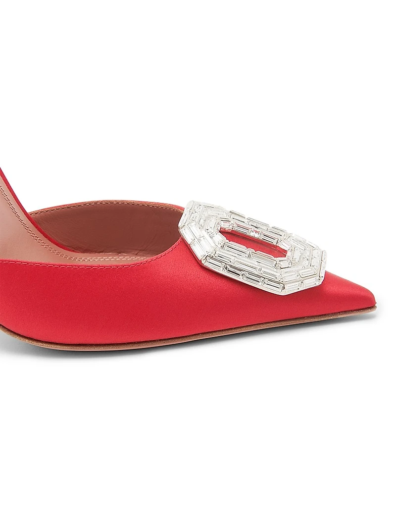 Camelia105MM Crystal-Embellished Silk Slingback Pumps