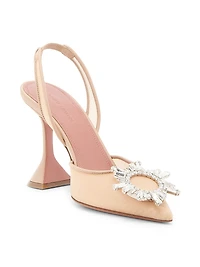 Begum 90MM Crystal-Embellished Mesh Slingback Pumps