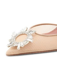 Begum 90MM Crystal-Embellished Mesh Slingback Pumps