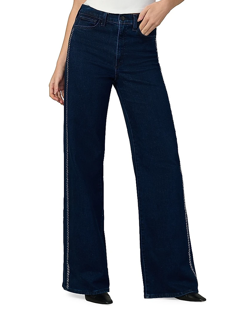 The Mia Crystal-Seam High-Rise Wide-Leg Jeans