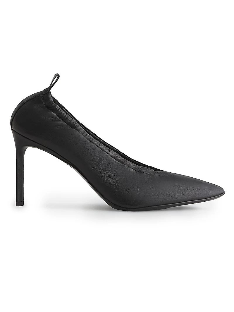 Point Toe 85MM Ruched Leather Pumps