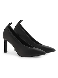 Point Toe 85MM Ruched Leather Pumps