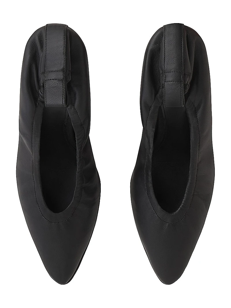 Point Toe 85MM Ruched Leather Pumps