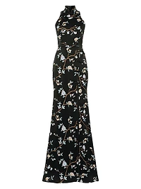 Ariana Embroidered Floral Satin Gown