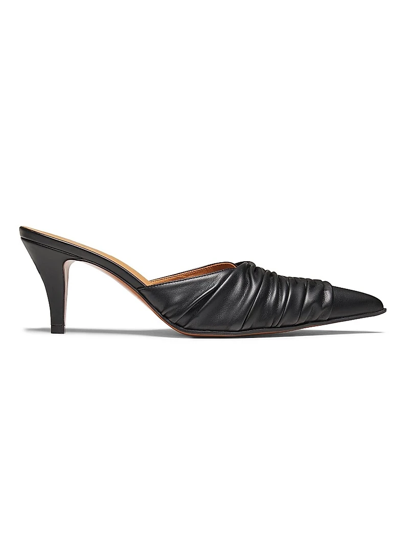 Birdee 70MM Ruched Leather Mules