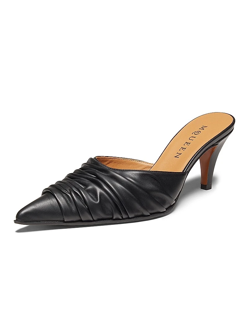 Birdee 70MM Ruched Leather Mules