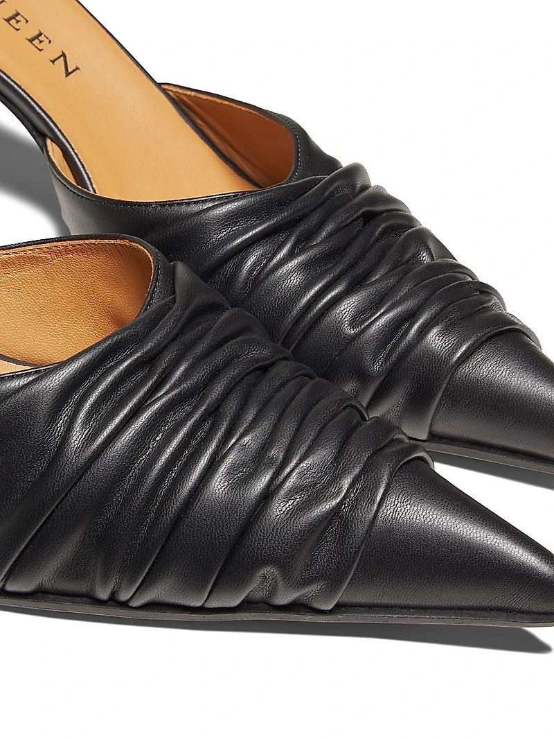 Birdee 70MM Ruched Leather Mules