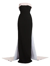 Stretch-Crepe Strapless Train Gown