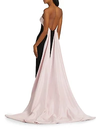 Stretch-Crepe Strapless Train Gown
