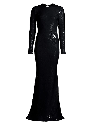 Sequin Open-Back Trumpet Gown