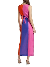Colorblocked Linen Maxi Dress