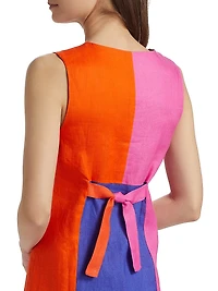 Colorblocked Linen Maxi Dress