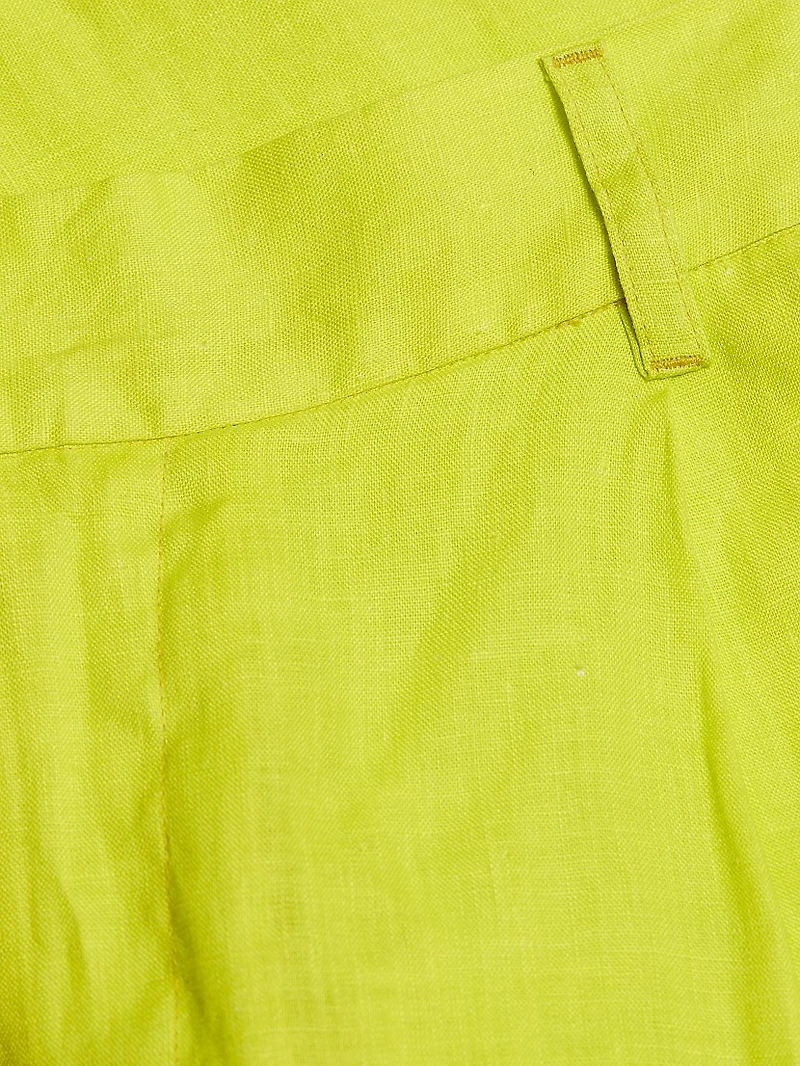 Pleated High-Rise Linen Shorts
