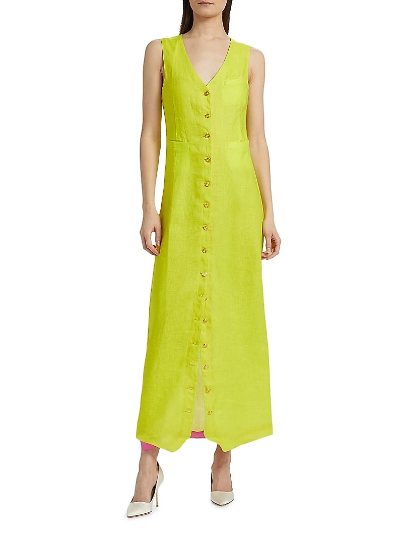 Linen Vest Maxi Dress