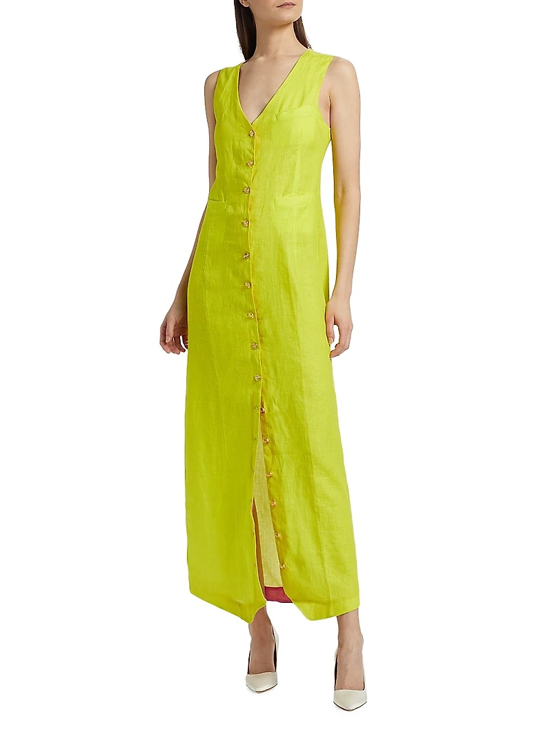 Linen Vest Maxi Dress