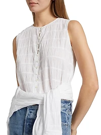 Smocked Sleeveless Top