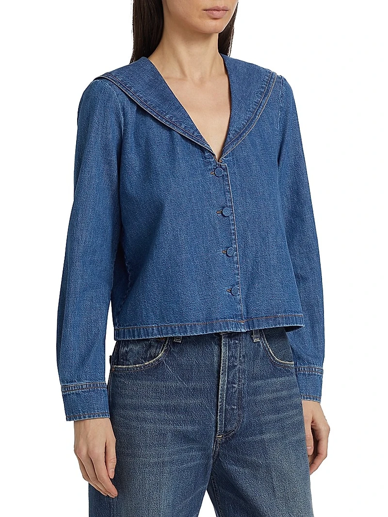 Fleet Denim Sailor-Collar Shirt