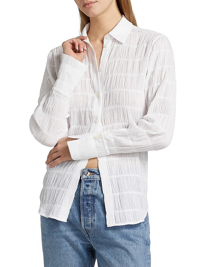 The Smocked Stretch Cotton Shirt