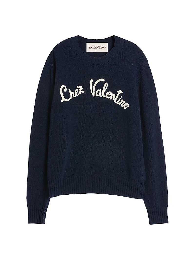 Wool Crewneck Sweater with Embroidery
