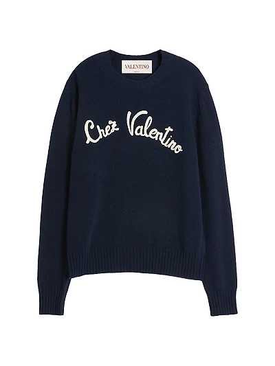 Wool Crewneck Sweater with Embroidery