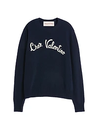 Wool Crewneck Sweater with Embroidery