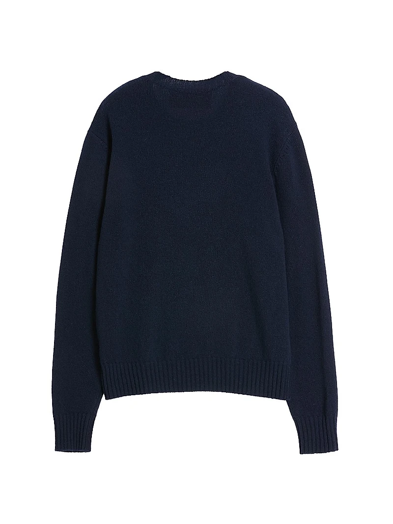Wool Crewneck Sweater with Embroidery