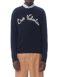 Wool Crewneck Sweater with Embroidery