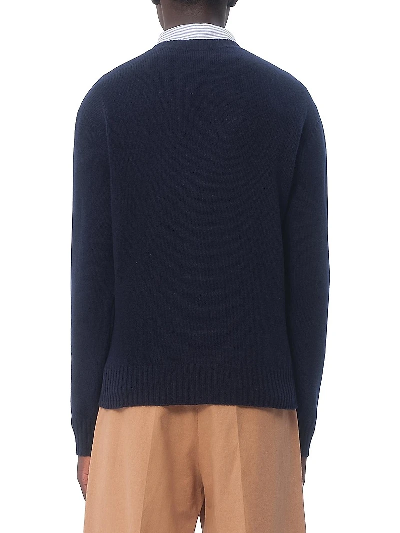 Wool Crewneck Sweater with Embroidery