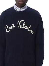 Wool Crewneck Sweater with Embroidery