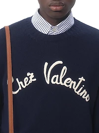 Wool Crewneck Sweater with Embroidery