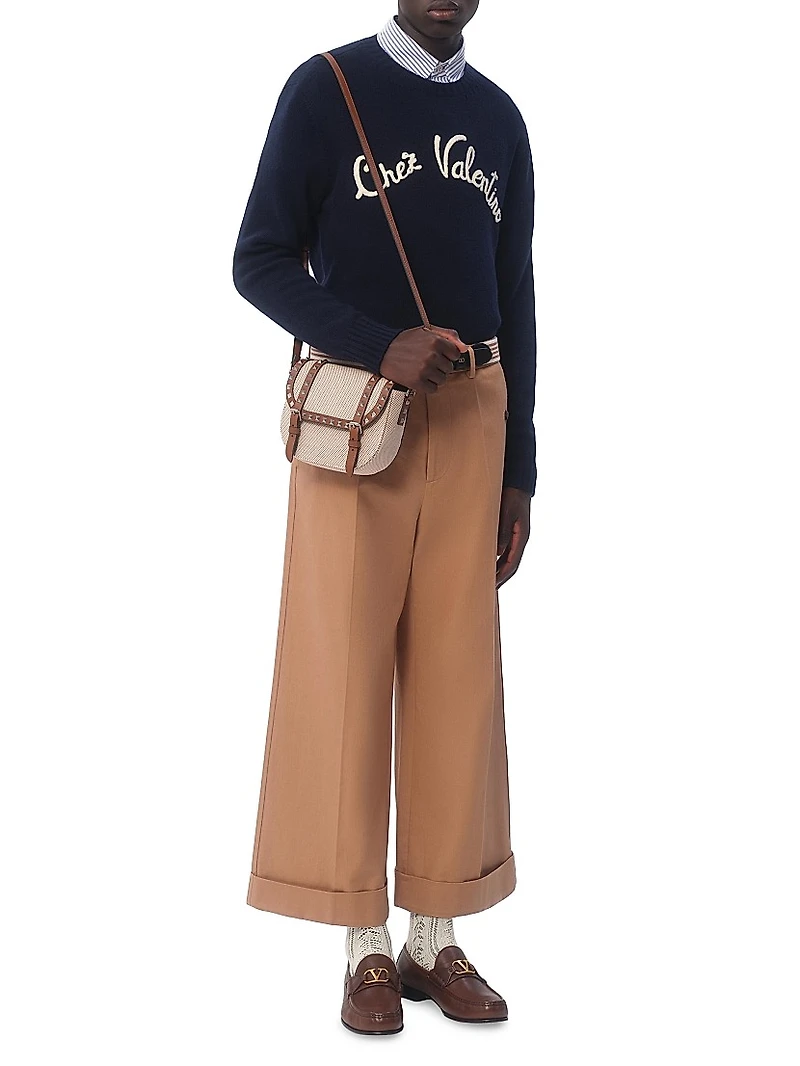 Wool Crewneck Sweater with Embroidery