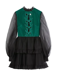 Short Embroidered Organza Dress