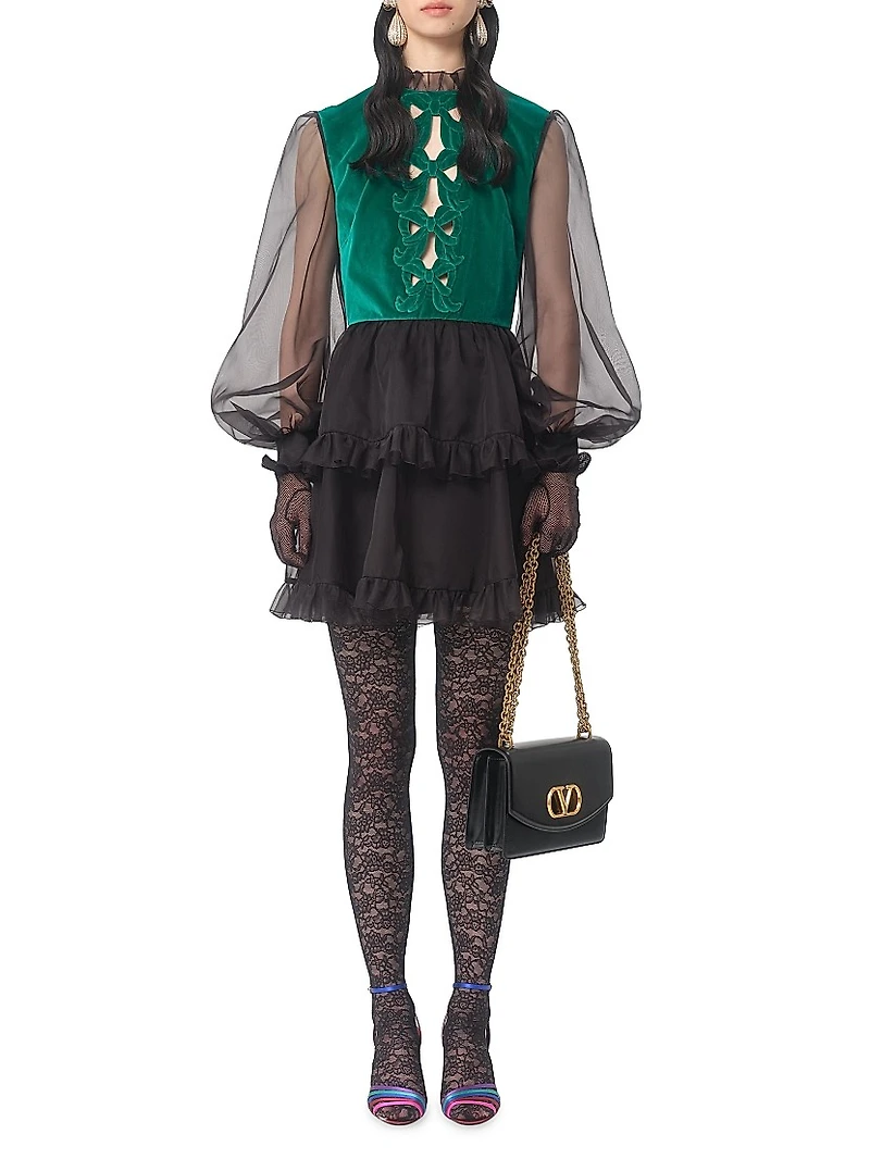 Short Embroidered Organza Dress