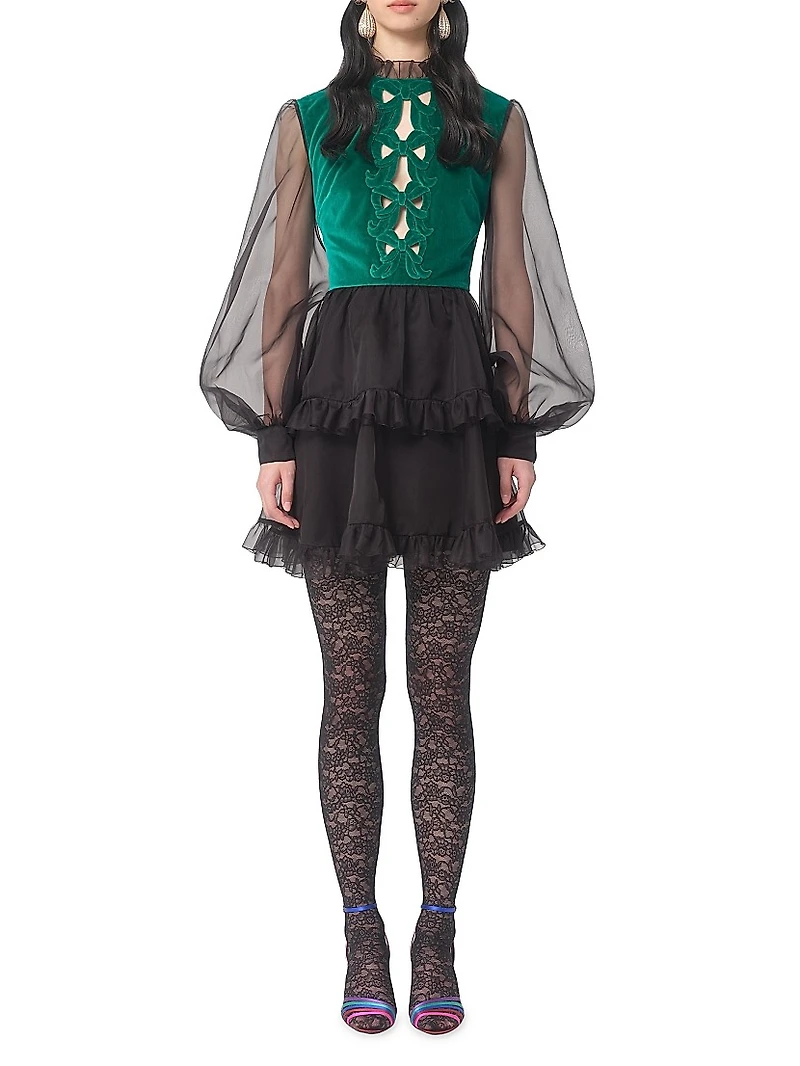 Short Embroidered Organza Dress