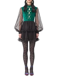 Short Embroidered Organza Dress