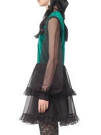 Short Embroidered Organza Dress