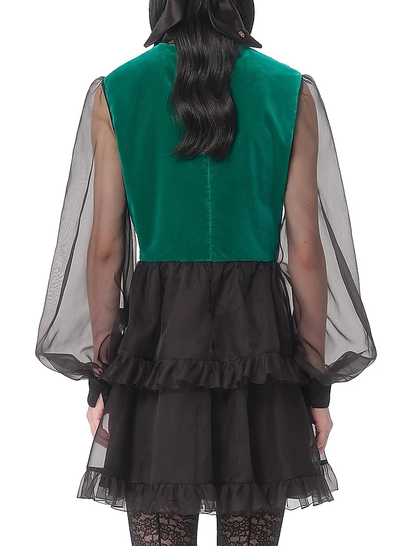 Short Embroidered Organza Dress