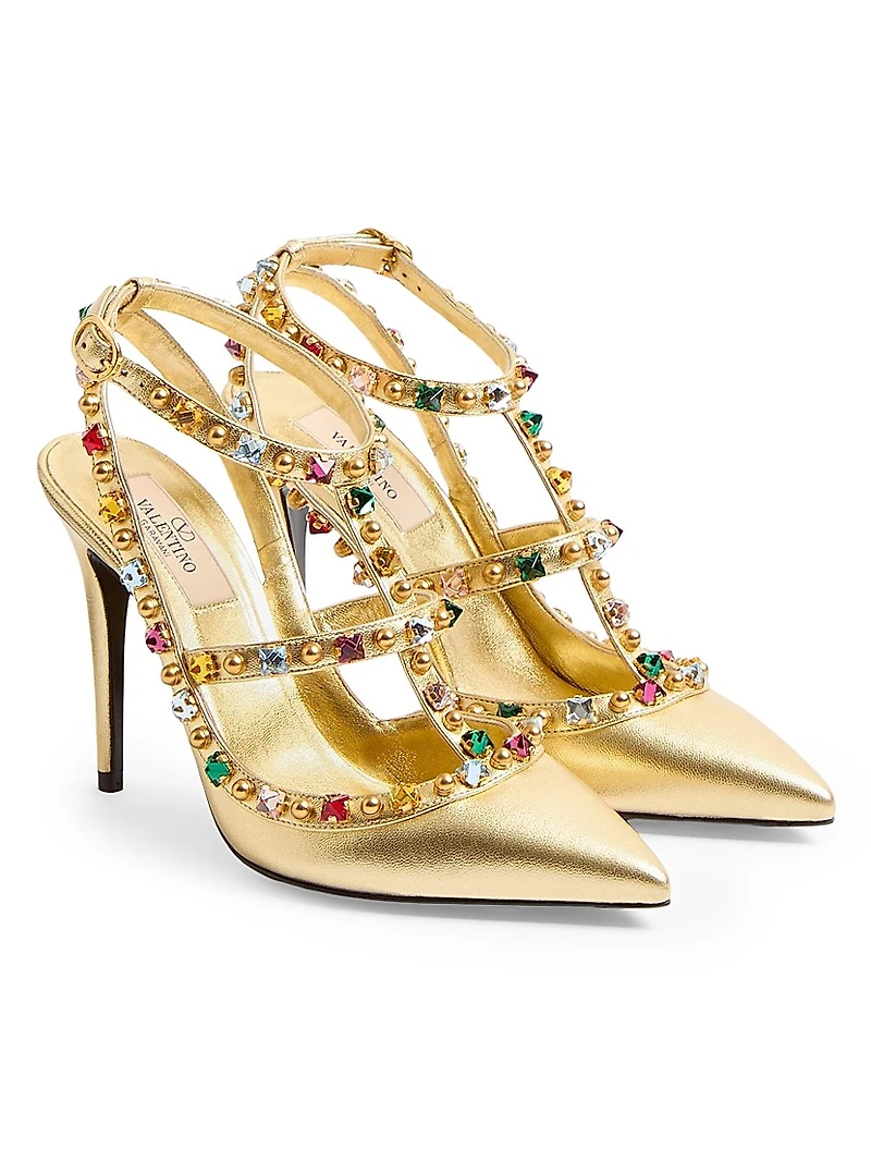 Rockstud Décolleté 100MM Pumps Laminated Nappa