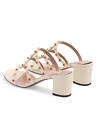 Rockstud Slide 60MM Sandals Calfskin with Cabochon Stones