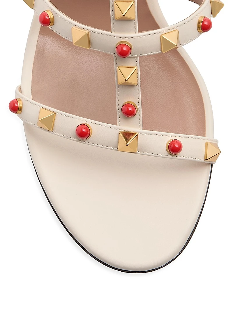 Rockstud Slide 60MM Sandals Calfskin with Cabochon Stones