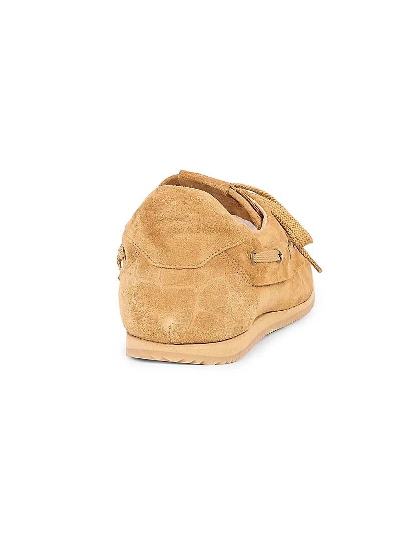Les Batto Crocodile-Embossed Suede Loafers